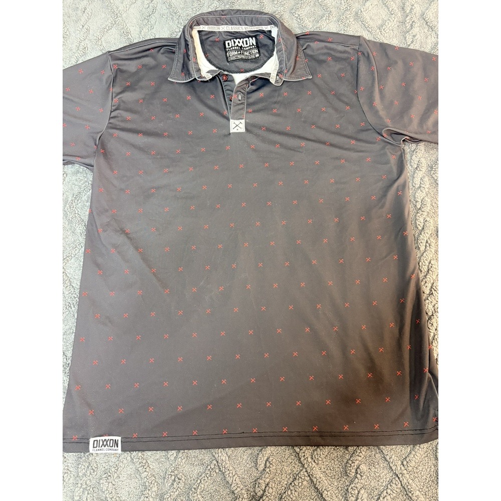 Dixxon Flannel Company Men's Short Sleeve Button-Up Black/Red Geometric XL